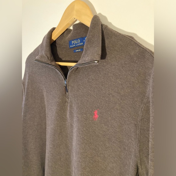 Polo Ralph Lauren Brown Quarter-Zip Sweater Pullover - Picture 3 of 9